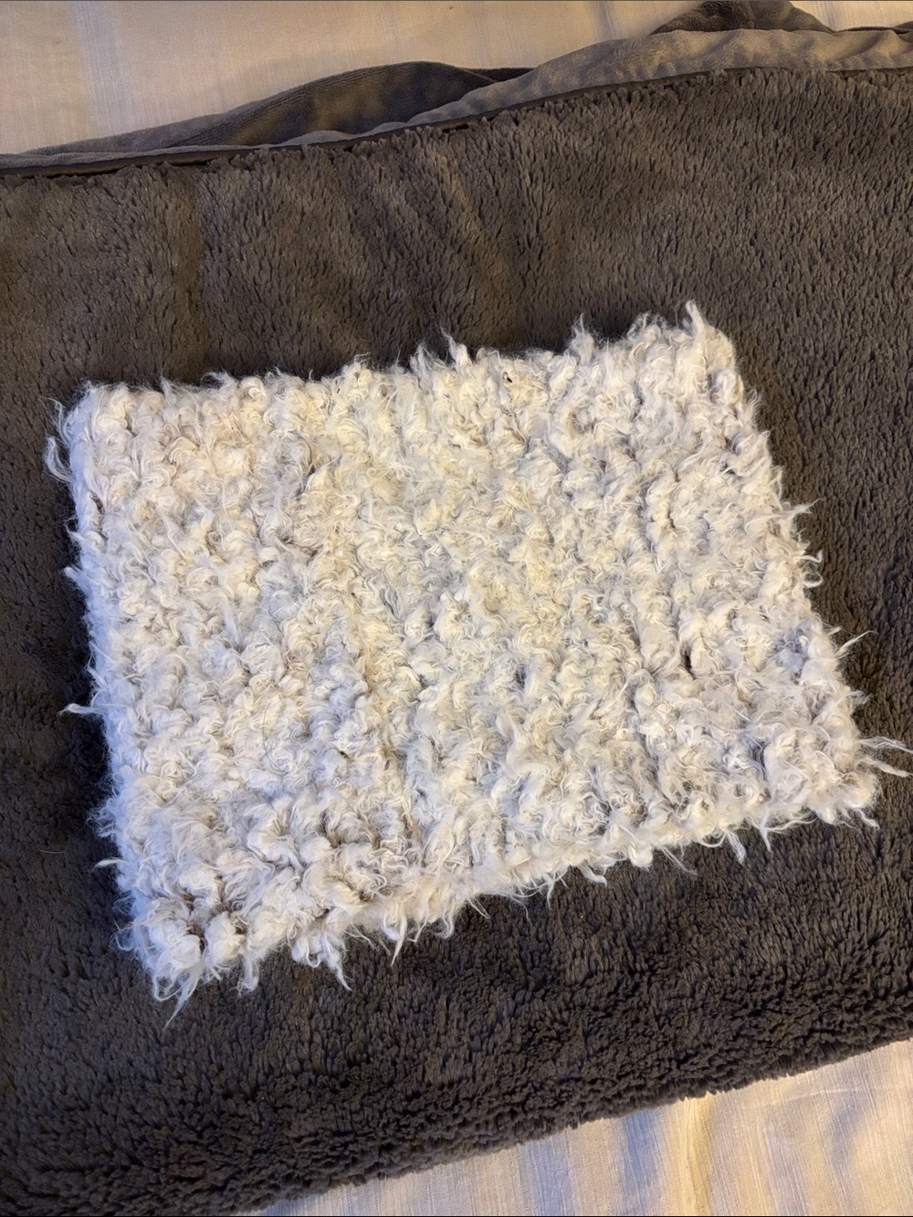 Hand-Crocheted Openwork Infinity Scarf in white